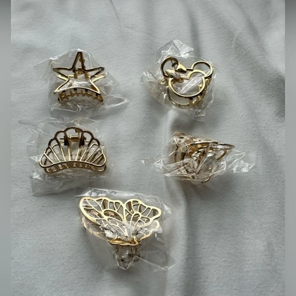 Gold Small‎ Fun Hairclips - 5 NWT